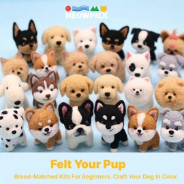MeowPick Needle Felting Kit, Wool Felting Kit for Beginners Adults, 3 Inch Cute Dog Needle Felting Tools Set, Complete Felting Supplies, DIY Craft for Keychain Car Ornament Gift (Blackwhite)
