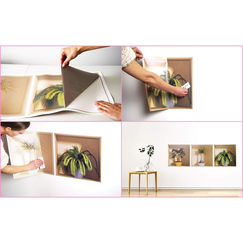 Sticker 3D Effect Wall Sticker Plants Wallpaper Decoration Optical Illusion