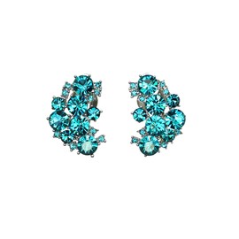 Faship Gorgeous Teal Rhinestone Crystal Clip On Earrings - Teal