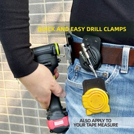 Drill Holder | Clip-On Tool Belt Drill Holder -Simple Portable Hook Suits Cordless Drills, Impacts, Nailers, Tape Measures, or Any Tools with Hanger Clips. (Black: Drill Holder_V01)
