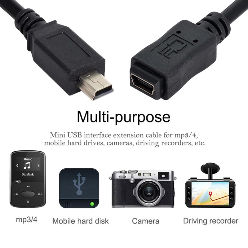 cablecc Mini USB B Type 5Pin Male to Female Extension