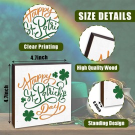 St Patricks Day Decorations, Irish Decor, Irish Gifts for Women Friends, St Patricks Day Wooden Blocks Sign, Farmhouse Home Office St Patrick's Day Table Decorations, 5x5 Inches-A07