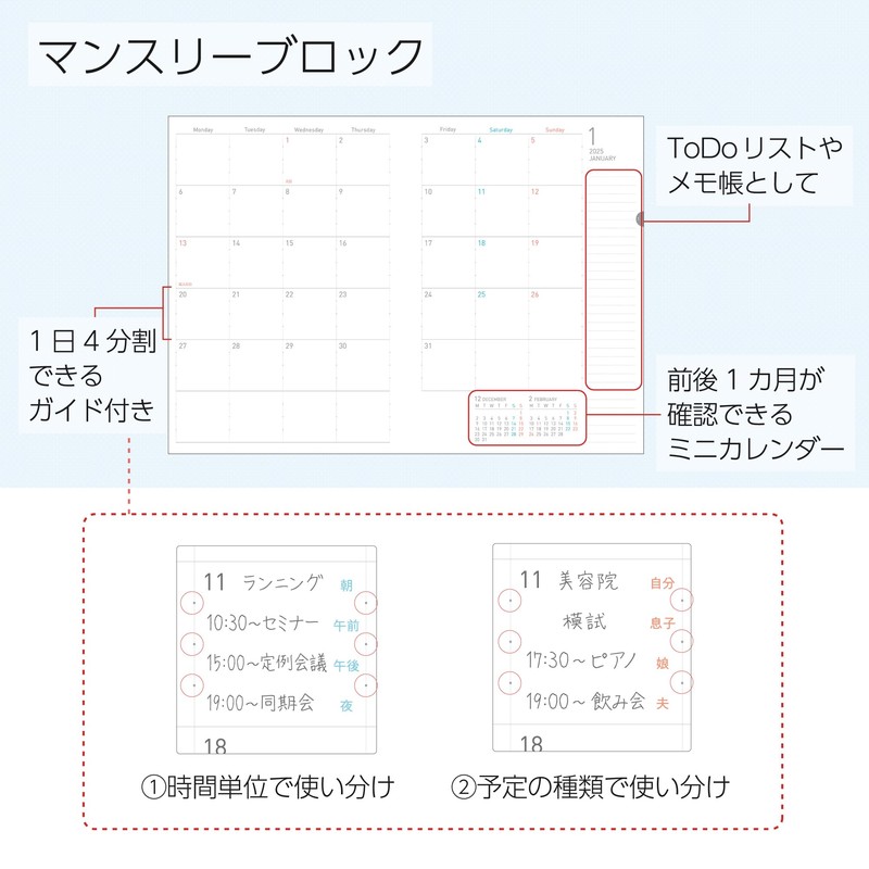 Kokuyo Ni-SMNL2-B6-25 Campus Soft Ring Diary, Monthly Block, B6, Landscape