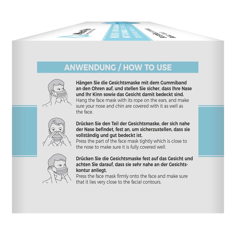 MeaVita Mouth and Nose Mask, Pack of 50, Disposable Mask,