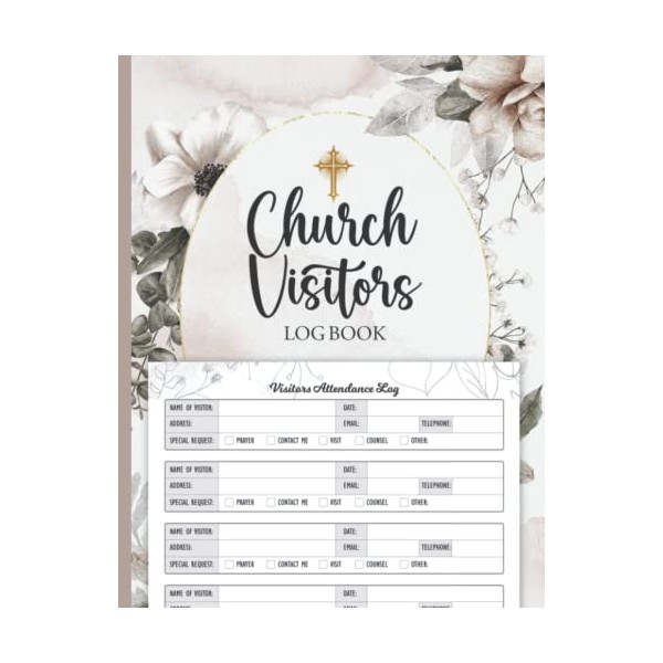 Church Visitors Book: Visitors Register Book For Church (Sized 8.5"x11,