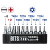 VESSEL TX-11 Torx Flat Plate Ratchet Screwdriver, With 10 Bits