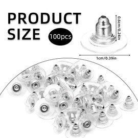 100 Pcs Clear Earring Backs, Plastic Earring Back, Arring Back Non-Slip Safety Backs for Hook, Stud, Hoop, Transparent Secure Clutch Ear Closures, DIY Jewelry Accessories Bulk Replacement