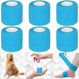 Twavang 6 Pack 2 Inches Self Adhesive Bandage Wrap Breathable Cohesive Bandage Elastic Tape for Pets, Athletic, Sports, Wrist, Knee, Ankle(5 Yards Per Roll, Light Blue)