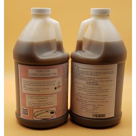 Enriched Super Compost Tea (Gallon (128 oz in Two Half Gallon Bottles)) Natural and Organic for Plant Food, Nutrient, Fertilizer and Growth Efficiency