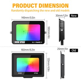 RIGIDON RGB Spotlight 30 W 3000 LM RGB LED Spotlight with Remote Control 16 Colours 4 Modes IP66 Waterproof RGBW Colour Changing Floodlight Outdoor for Party Garden Tree Landscape Disco Celebrations