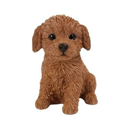 Oubia Sitting Toy Poodle Brown 5.7 x 4.5 x 6.5 inches (14.5 x 11.5 x 16.5 cm) Doll Figurine Figurine Animal Garden Decoration Dog Dog H13344-1