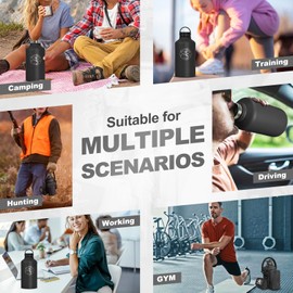 KawaGebo Kamp Half Gallon Tactical Water Bottle With Straw - Battle Bottle - 64 OZ Stainless Steel Water Jug with 3 Lids, Paracord Handle, Molle System