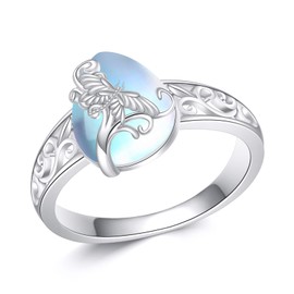 JBAERD Dragonfly Rings Sterling Silver Dragonfly Rings Moonstone Jewelry Gifts for Women