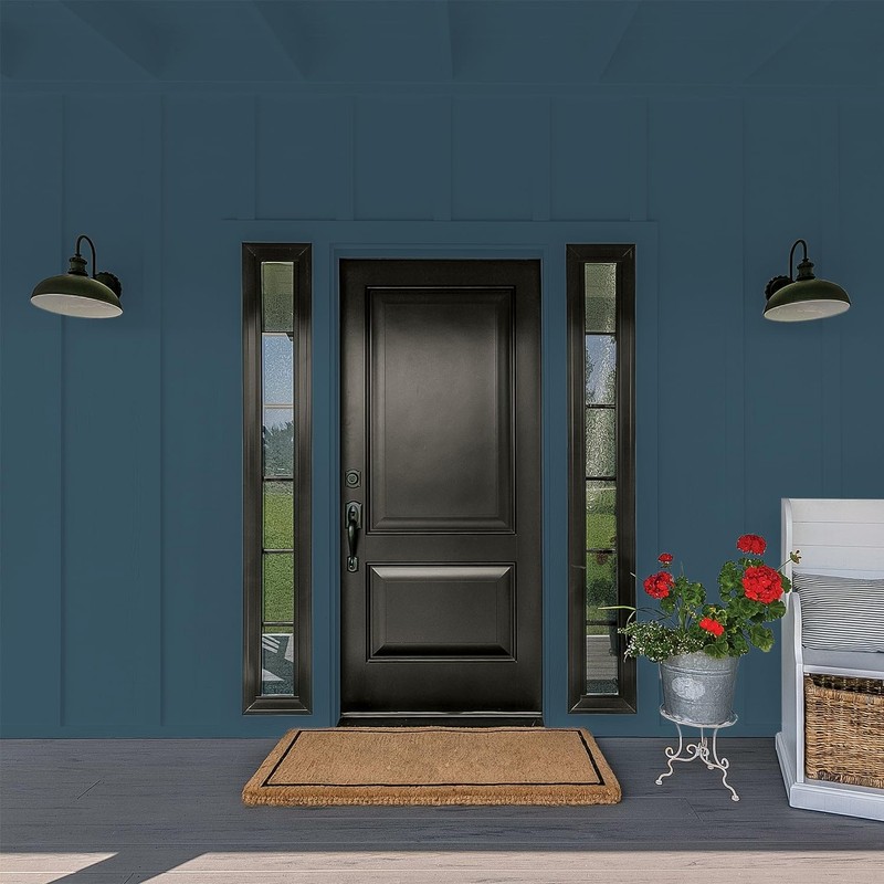 Glidden Exterior Paint + Primer: Blue/Sailor's Coat, One Coat, Flat,