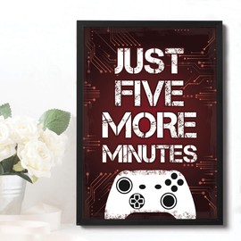 Boys Bedroom Wall Art Red Gamer Gift Retro Gaming Sign Framed Print For Gaming Lover