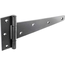 Tee Hinges Pair Gate Shed Hinges Heavy Duty Black Or Zinc Plated Sizes 8 to 18" (Black, 200mm)