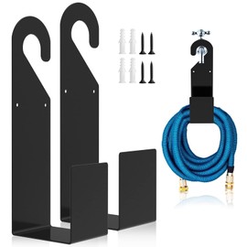 LUEXBOX Garden Water Hose Hook Hanger, 2 Pack Carbon Steel Wall Mount Hose Storage Holder for Garden Garage