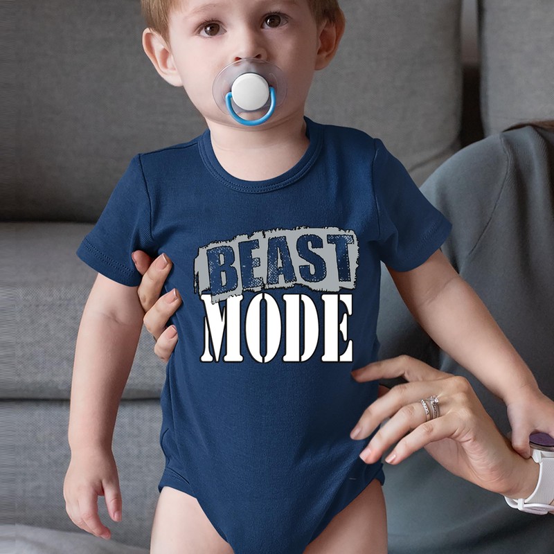 One-Piece Beast Mode Training 18 Months Navy Blue Romper