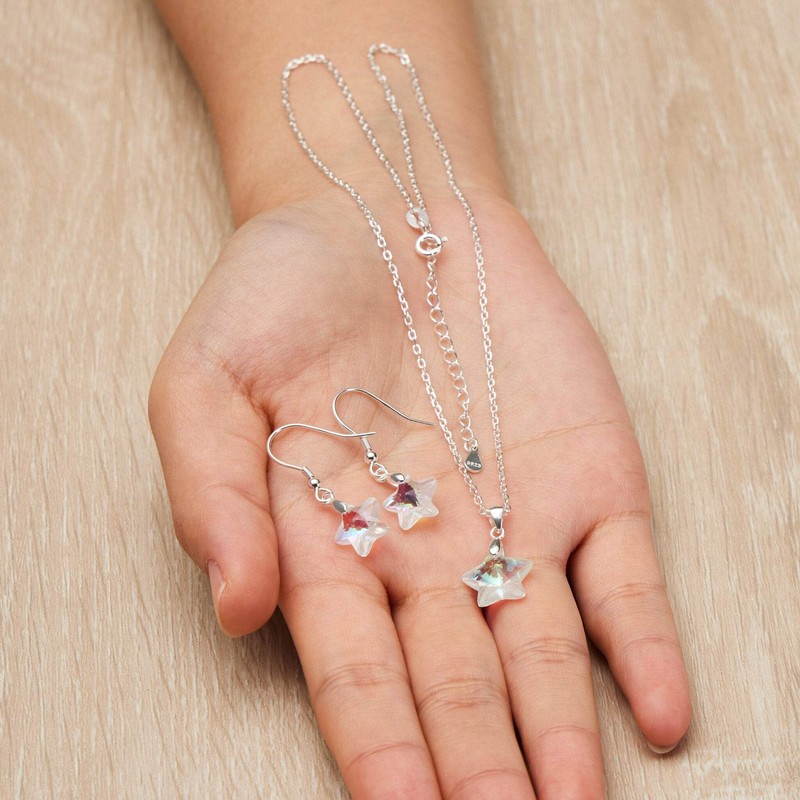 Philip Jones Sterling Silver Aurora Borealis Star Set Created with