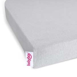 babybay Jersey Fitted Sheet Deluxe with Membrane Suitable for Boxspring XXL Model Light Grey