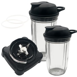 Joystar 5in1 set square extractor blade with 24oz cup&to go spout lid Replacement Parts for Nutri Ninja Ultima Kitchen System BL800 30 /BL810QSL 30/BL830CB 30 /BL810QON 30/BL810 30/BL820 30