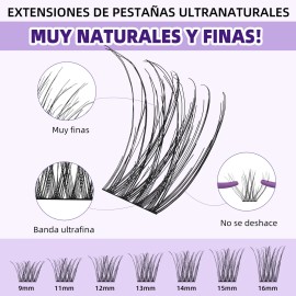 Extensiones de Pestañas Naturales Natural01 kit B&Q Kit de Pestañas Súper Naturales Suaves 9-16mm Longitudes Mixtas Curvatura D con Pegamento bqlash