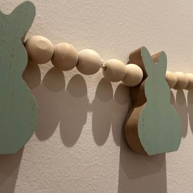 eBoutik - Cute Farmhouse Wooden Easter Bunny Garland Decorative Bunting