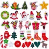 200 Pieces Christmas Wooden Buttons Assorted Christmas Art Craft Buttons