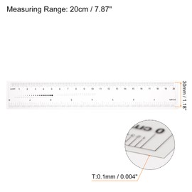 sourcing map Films Flexible Ruler 8 Inch 0.5 mm Scale PET Plastic Covered Folding Straight Ruler Calibration Soft Measuring Tool for Factory Transparent