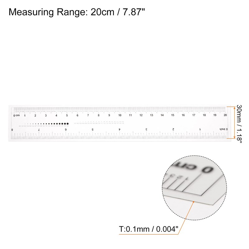 sourcing map Films Flexible Ruler 8 Inch 0.5 mm Scale