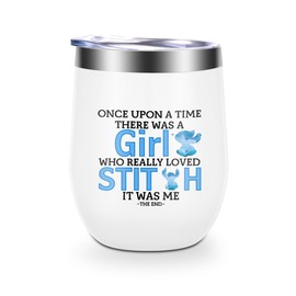 Cartoon Lover Gift, Cute Cartoon Themed Wine Tumbler Cup, Birthday Gifts for Women, Girls, Friends, 12 oz Stainless Steel Coffee Thermos with Lid