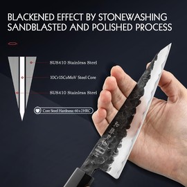 HEZHEN 5.8 inch Multi-purpose Honesuki Knife,10Cr15CoMoV Steel Core,Triple-layer Composite Steel,Redwood Handle,Professional Kitchen Knife - Razor Sharp