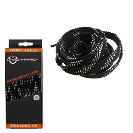 VPRO Waxed Ice Hockey Shoelaces in Assorted Colours, Ice Hockey Skate Shoelaces are the Perfect Gift for Sports Enthusiasts, white black