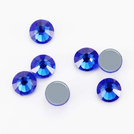 Towenm - 1440 piezas de diamantes de imitación de cristal termoadhesivo, parte trasera plana, piedras de cristal redondas para ropa, manualidades (zafiro/azul, SS16 de 4 mm)