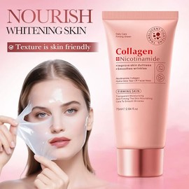 Mascarilla Facial Hidratante de Nicotinamida y Colágeno, Mascarilla en Gel Despegable para un Cutis Radiante, Mascarilla de Lámina Transparente Hidrat