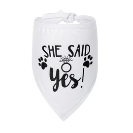 She Said Yes Dog Bandana,1Pcs Pet Dog Wedding Bandana Triangle Washable Bibs Scarf Proposal Engagement Wedding Photo Prop Dogs Accessories for Small Medium Large Dogs Cats Gifts 70x35x35cm