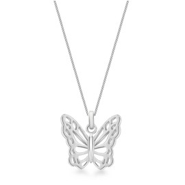 Tuscany Silver Women's Sterling Silver Cut Out Butterfly Pendant on Chain Necklace of 46cm/18"