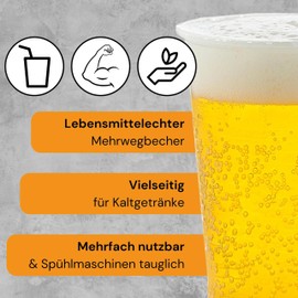 LogiPack GeRo 25 Reusable Cups 300 ml Made in Germany Reusable Transparent Polypropylene (Drinking Cup 0.3 L)