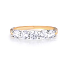 Eternity Ring Ladies 9 Carat Gold Sterling 925 Silver 5 Stone Simulated Diamond Sizes K to U (W)