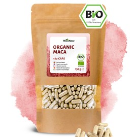 RheinNatur Organic Maca Capsules 180 Pieces - 4500 mg per Daily Dose - Pure Organic Maca Powder in Vegetable Capsule Case, Vegan - Rich in Minerals, Vitamins & Antioxidants