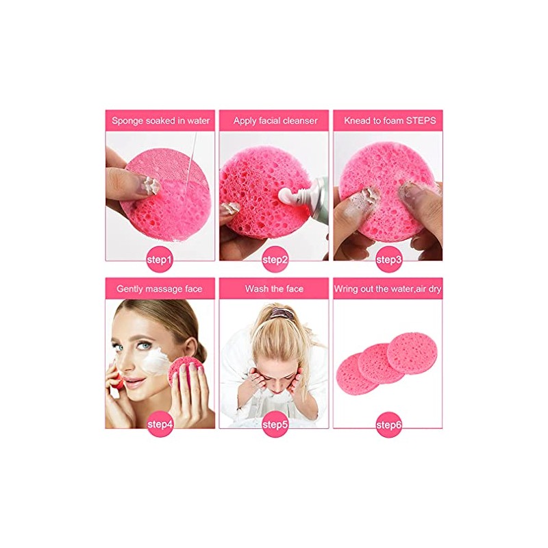 METUUTER 50-Count Compressed Facial Sponges for Estheticians- 100% Natural Cellulose