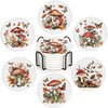 Cute Mushroom Drink Coasters with Holder,Ceramic Coasters for Tables, Cork
