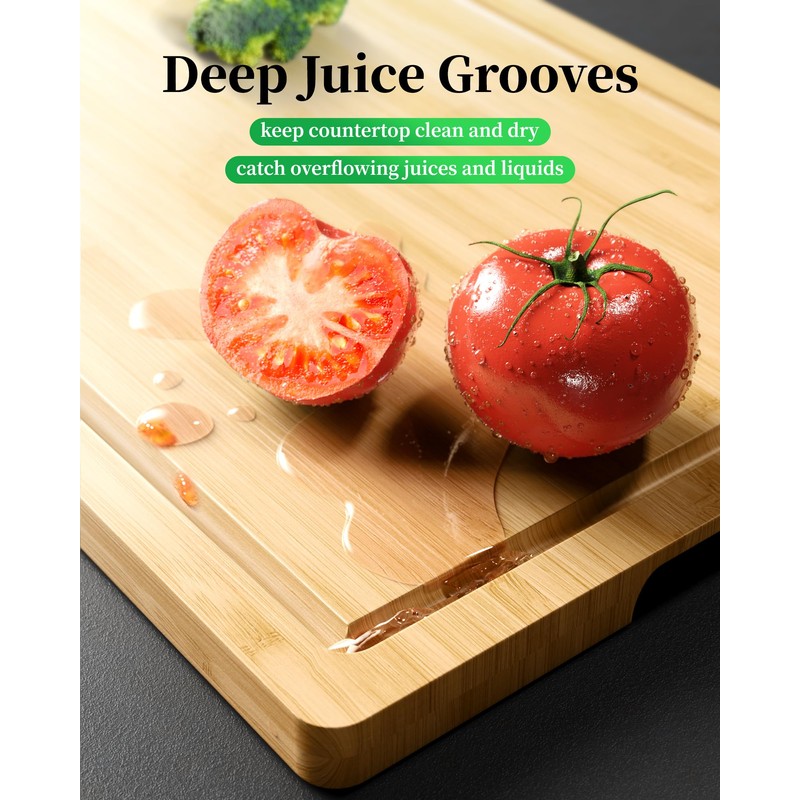 Kitsure Bamboo Cutting Board - Multi-Sizes Wooden Cutting Boards for