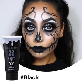 Pintura facial negra, kit de pintura corporal en crema mezclable, negro ojo para deportes, béisbol, softbol, fútbol, pintura facial para calavera Joke