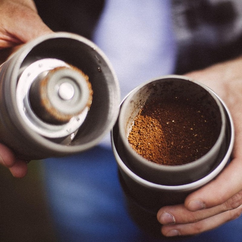 Cafflano Klassic : All-in-1, Drip Kettle+Grinder+Permanent Stainless Filter Dripper+Double-wall Tumbler,