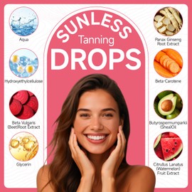 Zeria Sunless Tanning Drops, Zeria Tanning Drops U Drink, Liquid Tanning Drops, Sun-Kissed Glow without Sun Damage and Hours of Hours (C)