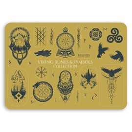 1 x A4 Viking Gold Symbols Vinyl Stickers - Runes Pagan Norse Crow Wolf Spiritual Thor Dream Catcher Sticker #70828
