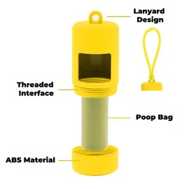 QMEAKMONY Dog Poop Bag Holder for Leashs Compact and Lightweight Dog Poop Bag Dispenser Dog Waste Bag Holder Easy Replacement and Cleaning with 1 Dispenser and 15 Bags (Yellow)