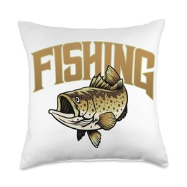 Angler, Fischer, Angel Fish Fish Outifts And Gifts Angel, Angler Fisherman Outfit Bass Fishing Throw Pillow, 18x18, Multicolor