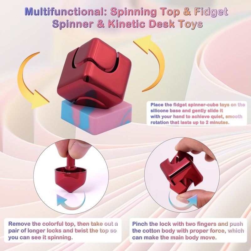 Fidget Toys Kinetic Desk Spinner Cube Toy for Adult Red